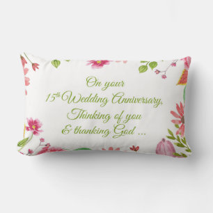 Coussin Rectangle Fleurs religieuses pour 15 ans de mariage