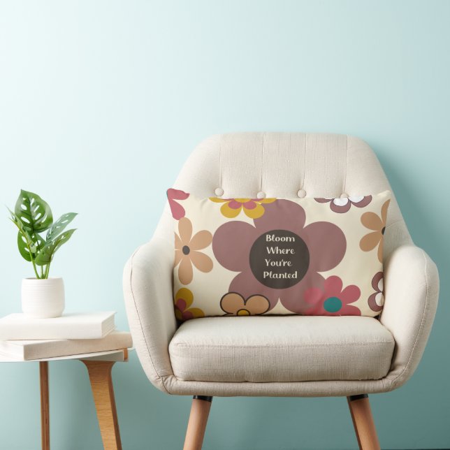 Coussin Rectangle Fleurs rétro "Bloom là où vous êtes planté" (Chaise)