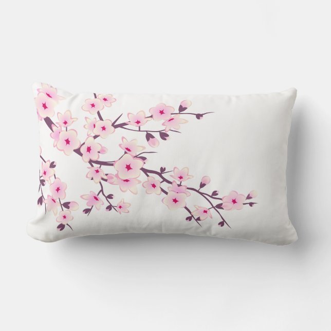 Coussin Rectangle Fleurs roses de cerisier en fleurs (Recto)