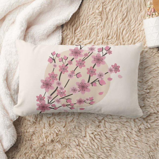 Coussin Rectangle Fleurs roses de cerisier en fleurs Pétales d'arbre (Couverture)