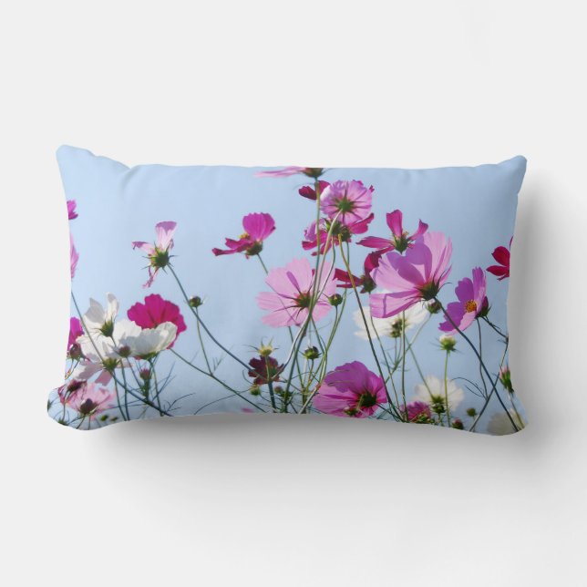 Coussin Rectangle Fleurs roses et violettes jolies photo de prairie (Recto)