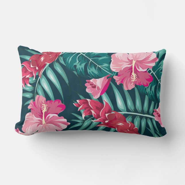 Coussin Rectangle Fleurs roses exotiques (Recto)