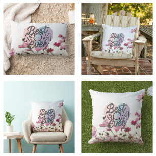 Coussin Rectangle Fleurs roses Meilleure maman qui soit Bonne fête d