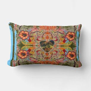 Coussin Rectangle Fleurs rouges, Coeur foncé imaginaire victorien