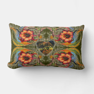Coussin Rectangle Fleurs rouges, imaginaire victorien de coeur foncé