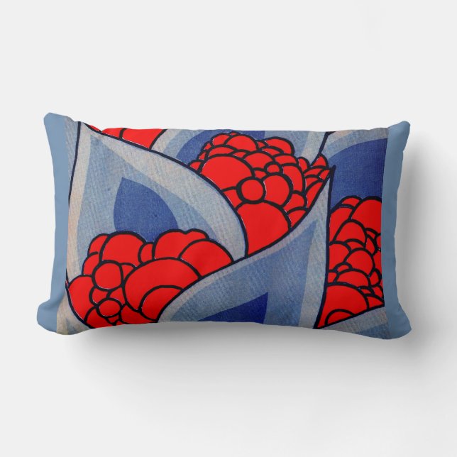 Coussin Rectangle fleurs stylisées et imprimés feuille (Recto)