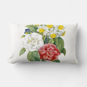 Coussin Rectangle fleurs vintage colorées rouge, blanc, bleu Redoute