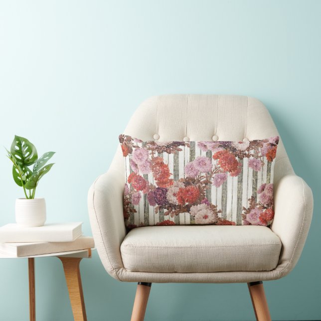 Coussin Rectangle Fleurs Vintages élégantes Antique Ticking Stripes (Chaise)