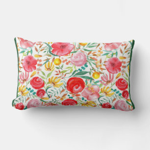 Coussin Rectangle Fleurs Vintages florales et herbe de prairie