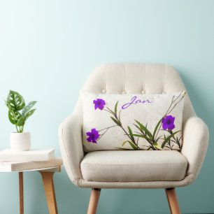 Coussin Rectangle Fleurs violettes dans l'oreiller à lancer de la br