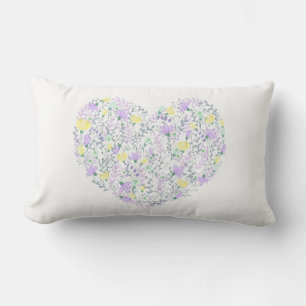 Coussin Rectangle Fleurs violettes et jaunes Fleur Coeur Amour