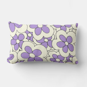 Coussin Rectangle Fleurs violettes sur crème