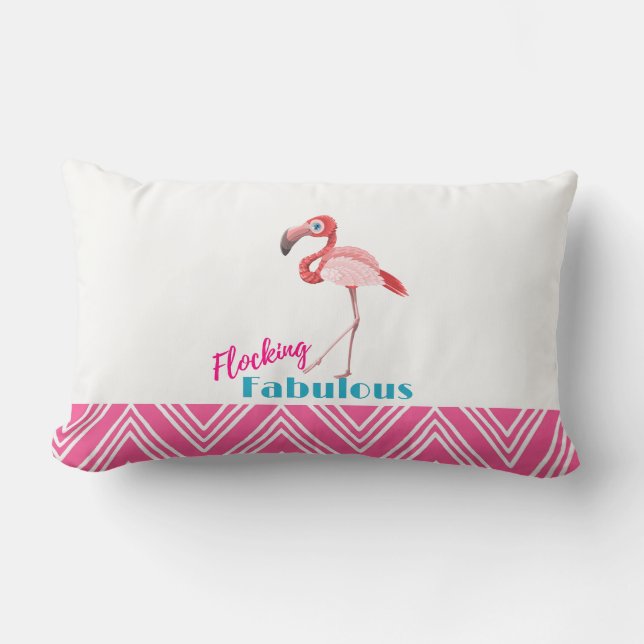 Coussin Rectangle Flocking Fabulous Typography avec Flamant rose ros (Recto)