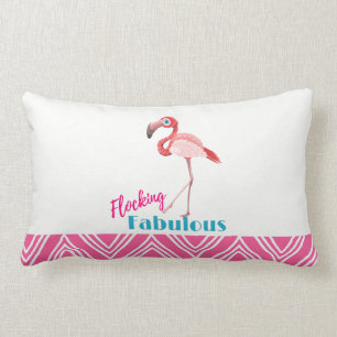 Coussin Rectangle Flocking Fabulous Typography avec Flamant rose ros