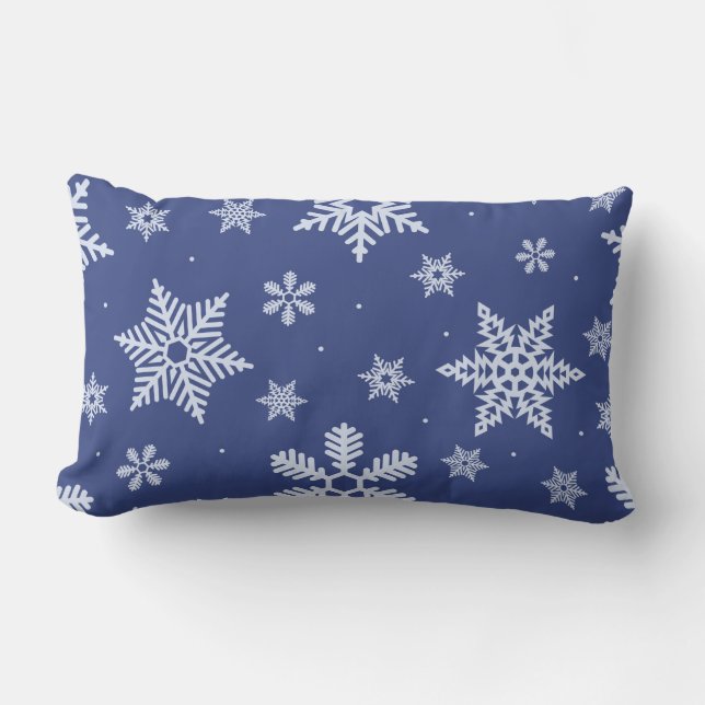 Coussin Rectangle flocon bleu blanc de Noël (Recto)