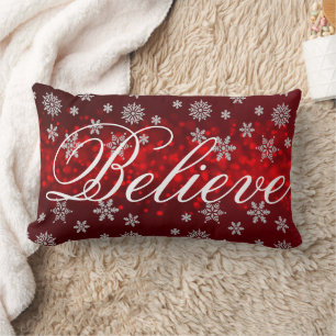 Coussin Rectangle Flocon de neige de Noël décoratif Croire vacances