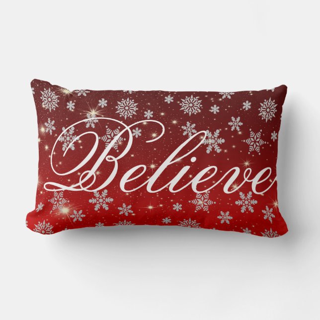 Coussin Rectangle Flocon de neige de Noël décoratif Croire vacances (Recto)
