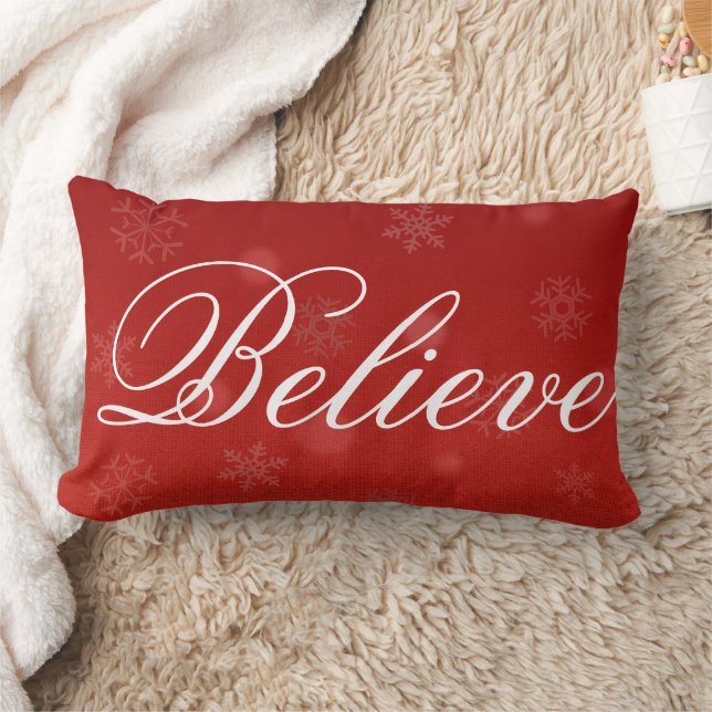 Coussin Rectangle Flocon de neige de Noël décoratif Croire vacances (Couverture)