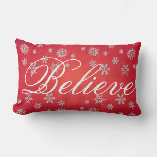 Coussin Rectangle Flocon de neige de Noël décoratif Croire vacances