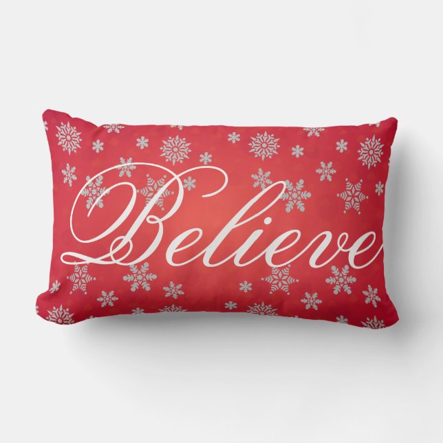 Coussin Rectangle Flocon de neige de Noël décoratif Croire vacances (Recto)