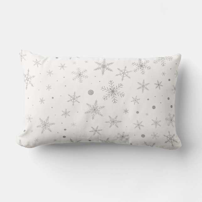 Coussin Rectangle Flocon de neige de scintillement - gris et Blanc (Recto)