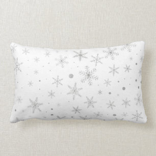 Coussin Rectangle Flocon de neige de scintillement - gris et Blanc