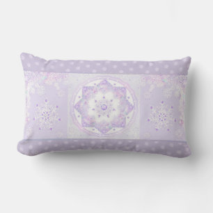 Coussin Rectangle flocon de neige violet clair et coeur étincelant
