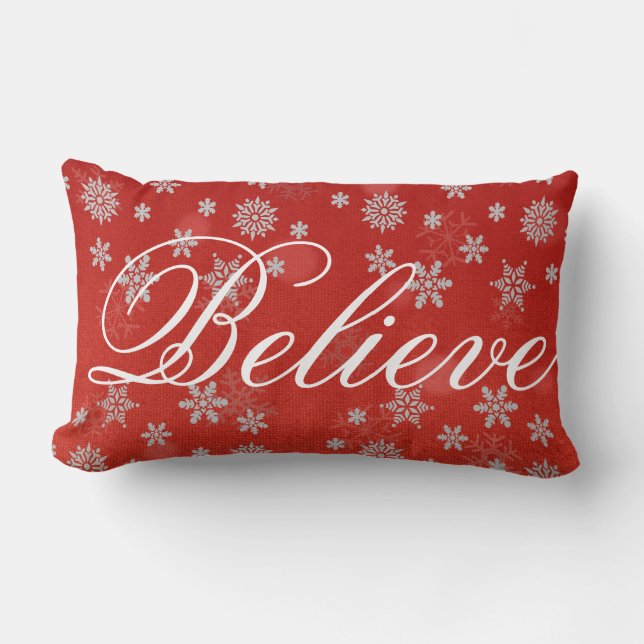 Coussin Rectangle Flocon de Noël décoratif Croyez Vacances (Recto)