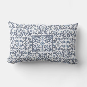 Coussin Rectangle Floral bleu Denim