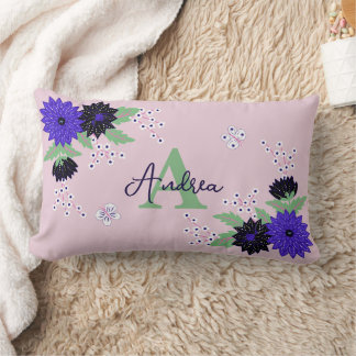Coussin Rectangle Floral Dahlia Bloom Bouquet Personnalisé Nom du mo