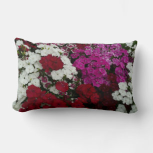 Coussin Rectangle Floral Dianthus blanc, rose et rouge
