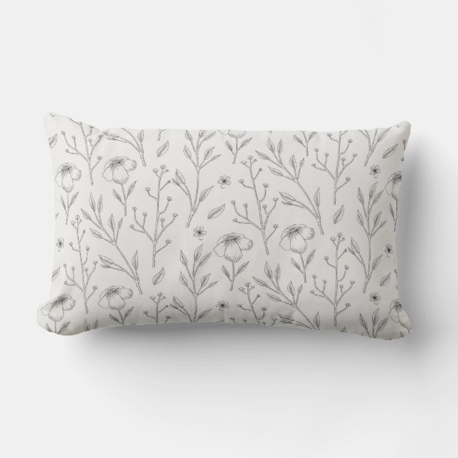 Coussin Rectangle Floral Pattern Fleur Bloom 13" x 21" (Recto)