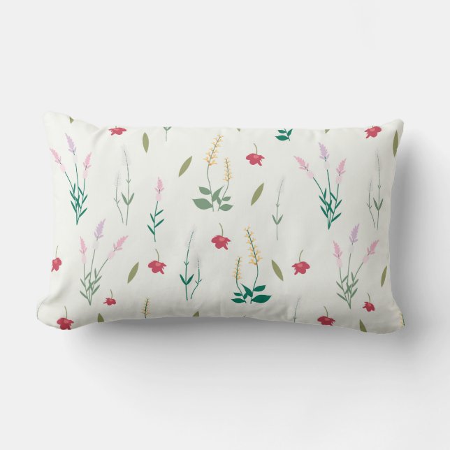 Coussin Rectangle Floral Pattern Fleur Bloom 13" x 21" (Recto)