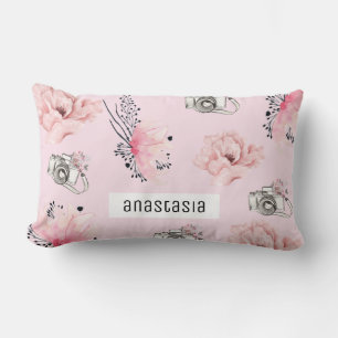 Coussin Rectangle Floral Rose pastel personnalisé