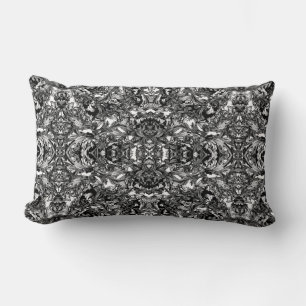 COUSSIN RECTANGLE FLOTTE ORNAMENTALE BAROQUE NOIR ET BLANC