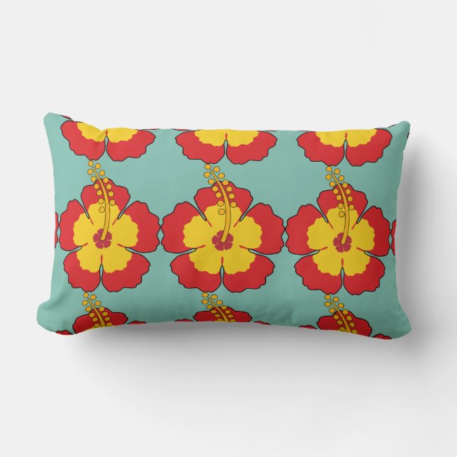 Coussin Rectangle Flower rouge hibiscus (Recto)