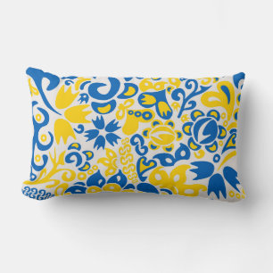 Coussin Rectangle Folklore pattern with Ukrainian flag colors 
