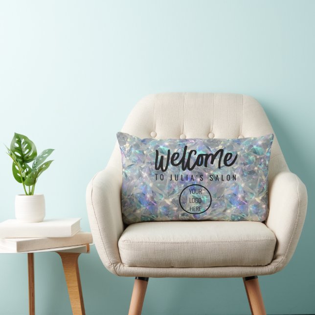 Coussin Rectangle Fond de pierre opale holographique (Chaise)