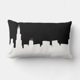 Coussin Rectangle Fond DIY Chicago Skyline Silhouette Blanche