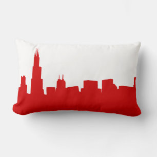 Coussin Rectangle Fond DIY silhouette de la skyline de Chicago rouge