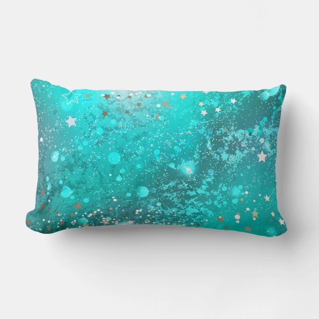Coussin Rectangle Fond en feuille de turquoise métallisé (Recto)