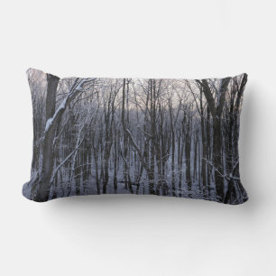 Coussin Rectangle Forêt d'arbres neigeux