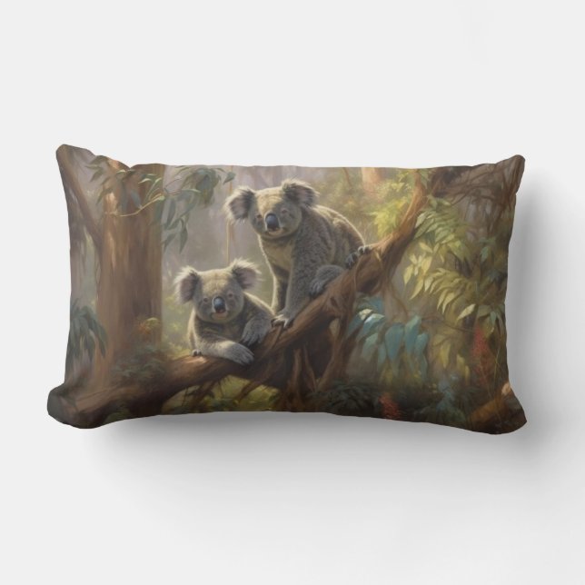 Coussin Rectangle Forêt de eucalyptus antique koala Botanique lunati (Recto)