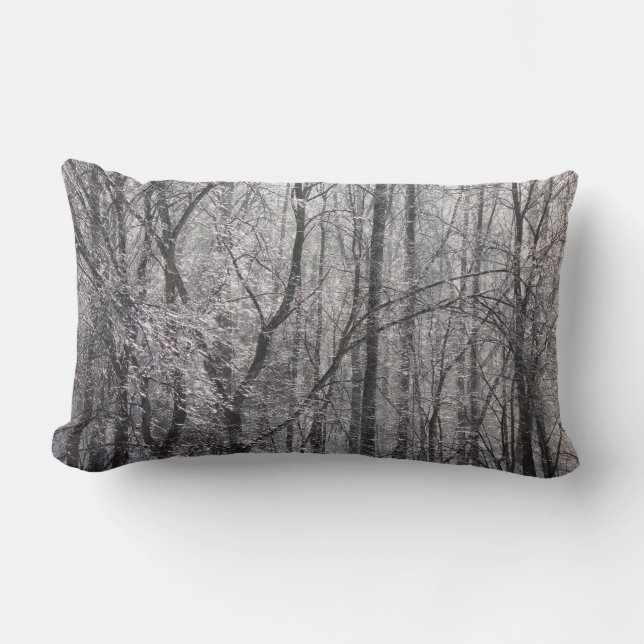 Coussin Rectangle Forêt de l'épaisse glacée dans la lumière du matin (Recto)