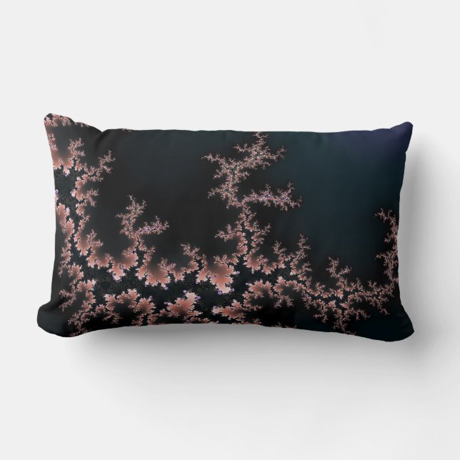 Coussin Rectangle Forêt de nuit en rose et noir (Recto)