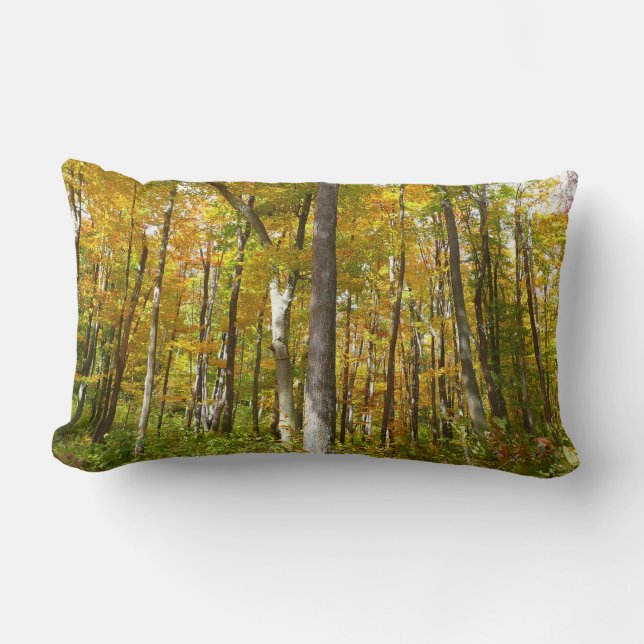 Coussin Rectangle Forêt du paysage d'automne Feuille Jaune (Recto)