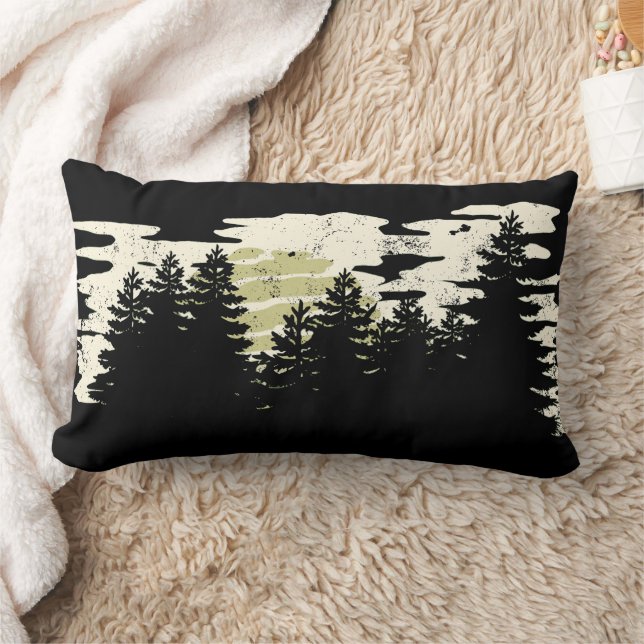 Coussin Rectangle Forêt foncée Nature hiver Vintage (Couverture)