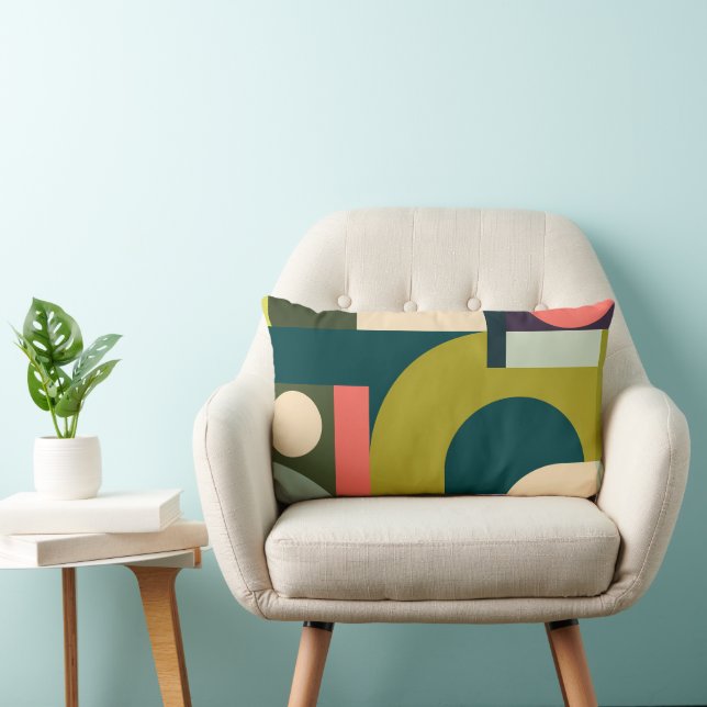Coussin Rectangle Formes géométriques vibrantes en art jaune et noir (Chaise)