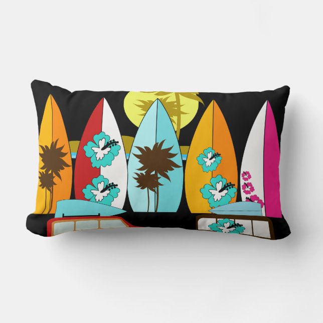 Coussin Rectangle Fourgons hippies surfants sans valeur de plage de (Recto)