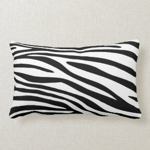 Coussin Rectangle Fourrure noire et blanche d'impression de zèbre